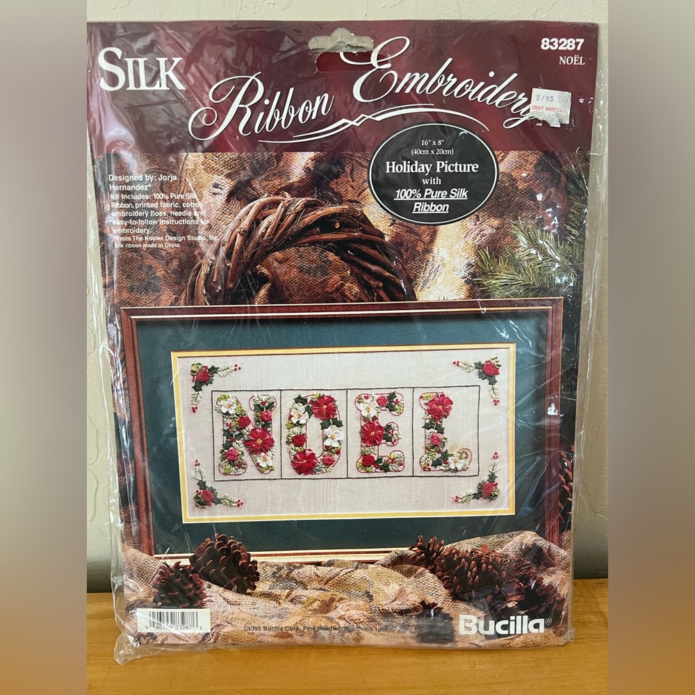Bucilla Silk Ribbon Embroidery Kit - Festive NOEL Design